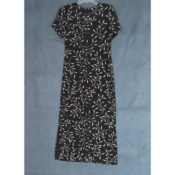 Vintage Teddi Dresses Womens Size 8P Black Floral Short Sleeve Modest 90s Y2K - Picture 4 of 7